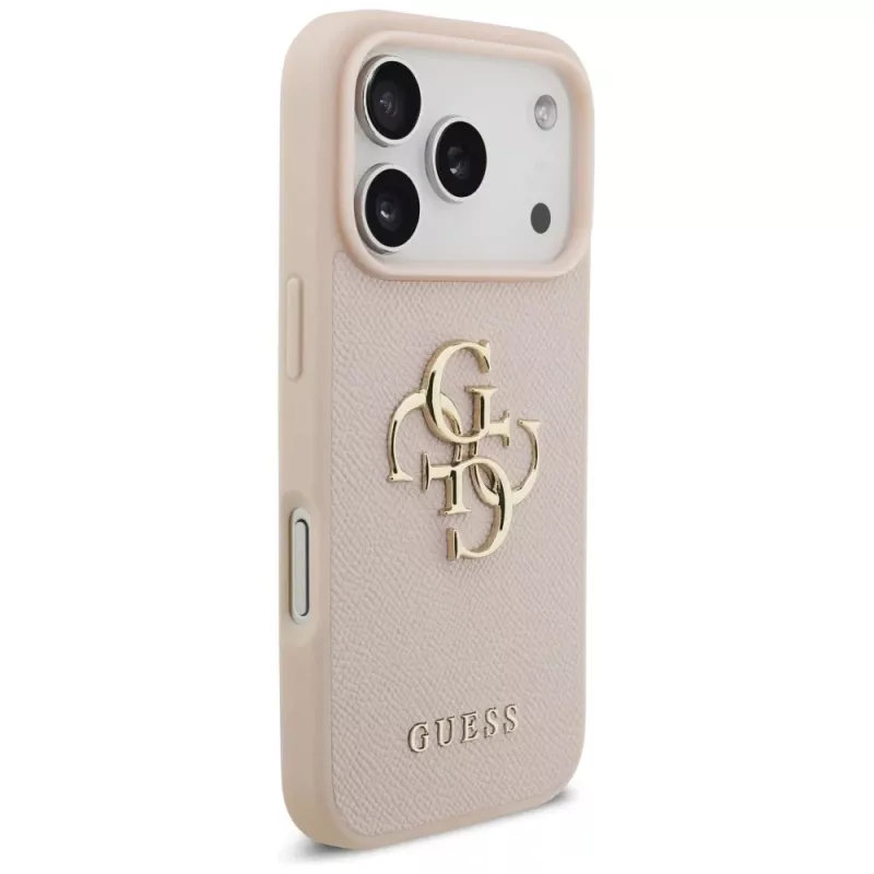 Guess Grained Big 4G & Classic Logo Dėklas, iPhone 17 Pro, Rožinis
