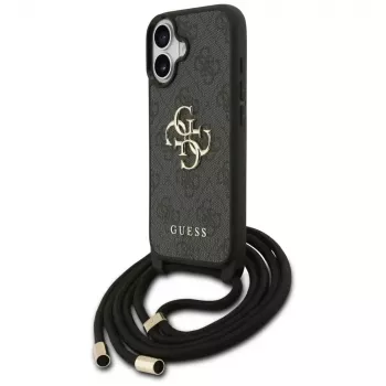 Guess 4G Big Logo Cord Strap Crossbody Case for Apple iPhone 17, Black