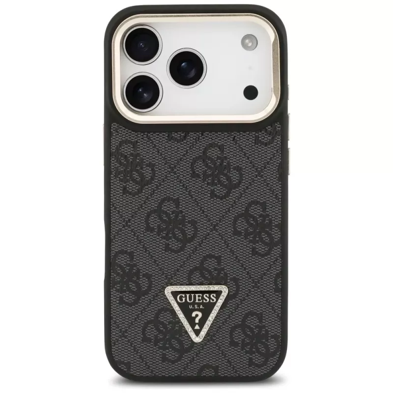 Guess 4G PU Triangle Logo & Stand Camera Magsafe Case for iPhone 17 Pro Black