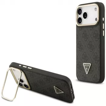 Guess 4G PU Triangle Logo & Stand Camera Magsafe Case for iPhone 17 Pro Max Black