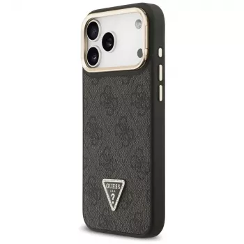 Guess 4G PU Triangle Logo & Stand Camera Magsafe Case for iPhone 17 Pro Max Black
