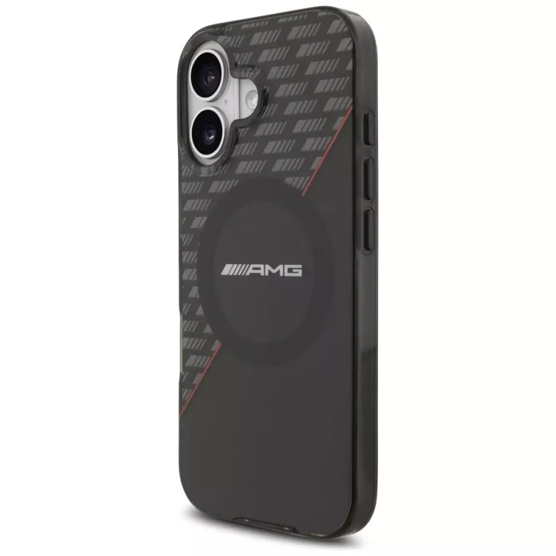 Mercedes AMG Double Layer Transparent Rhombs MagSafe dėklas iPhone 17, juodas/raudonas