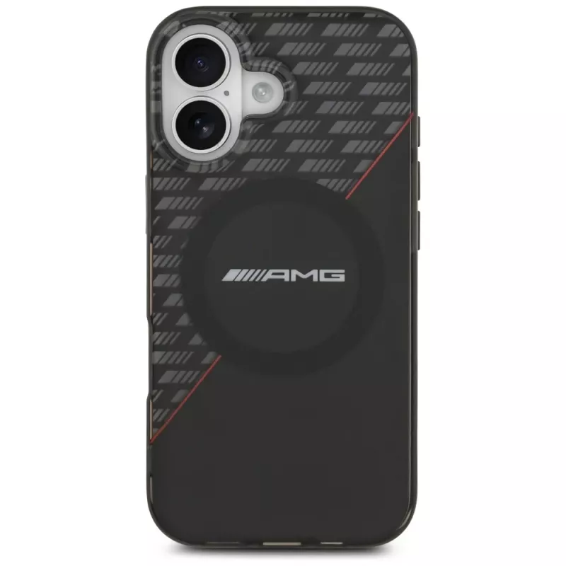 Mercedes AMG Double Layer Transparent Rhombs MagSafe dėklas iPhone 17, juodas/raudonas