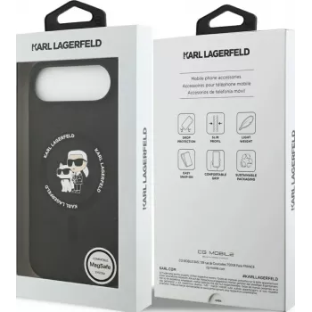 KARL LAGERFELD Silicone Karl & Choupette Ring MagSafe Dėklas Apple iPhone Air - Juodas