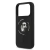 KARL LAGERFELD Silikoninis Karl & Choupette žiedo laikiklio MagSafe dėklas, skirtas Apple iPhone 17 Pro, juodas