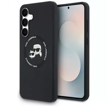 Karl Lagerfeld Silicone Karl & Choupette Heads MagSafe Dėklas Samsung Galaxy S25 FE Juodas
