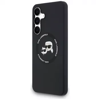 Karl Lagerfeld Silicone Karl & Choupette Heads MagSafe Dėklas Samsung Galaxy S25 FE Juodas