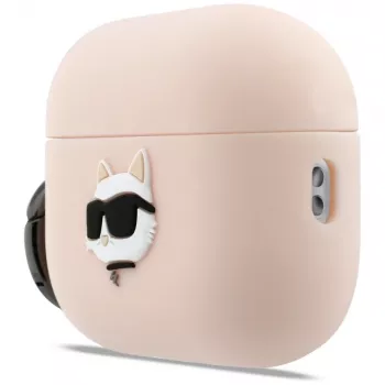 KARL LAGERFELD Silicone Case for AirPods Pro 1st/2nd Gen with 3D Choupette Head - Pink