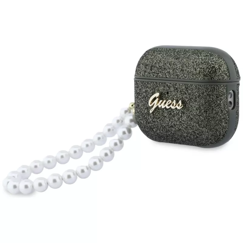 Guess Glitter Pearl Strap dėklas AirPods Pro 3, khaki