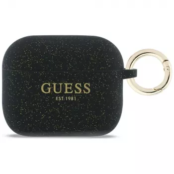 Guess Silicone Glitter Ring Case AirPods Pro 1 ir 2 kartos – Juoda