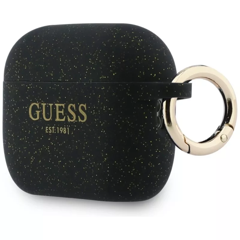Guess silikoninis blizgaus žiedo dėklas AirPods Pro 3, juodas