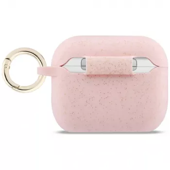 Guess Silicone Glitter Ring Case for AirPods Pro 1st & 2nd Gen - Rožinė