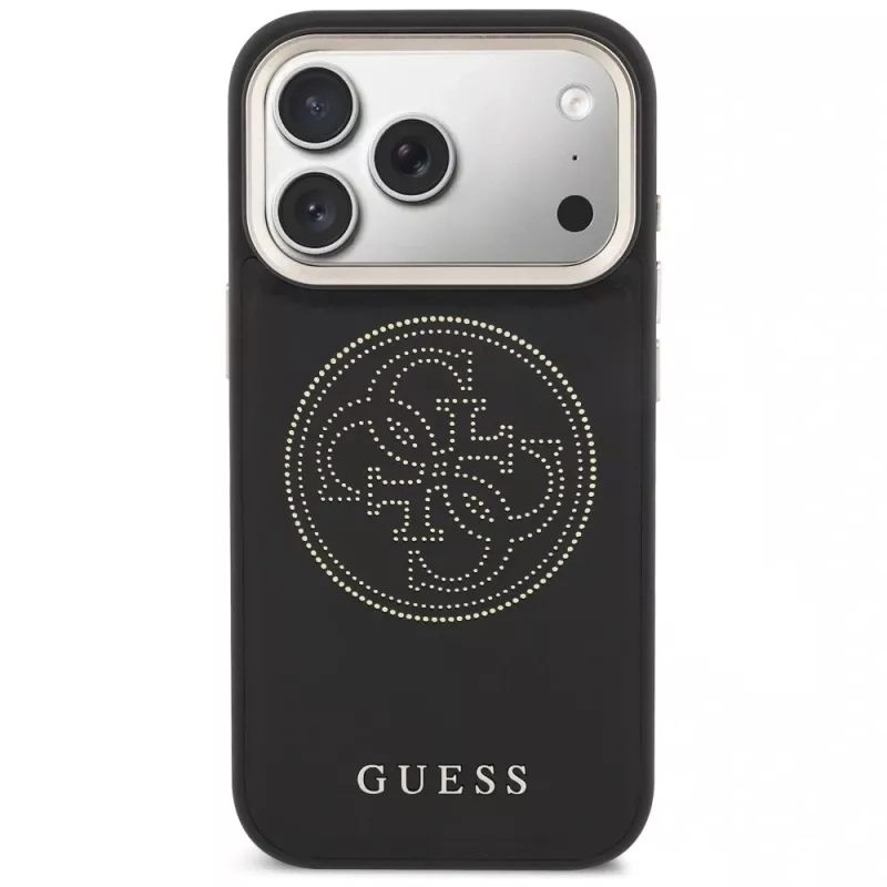 Guess Perforated 4G MagSafe Dėklas, skirtas iPhone 17 Pro Max, Juodas