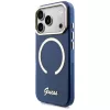 Guess IML Script Metal MagSafe dėklas, skirtas iPhone 17 Pro Max, mėlynas