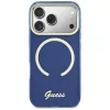 Guess IML Script Metal MagSafe dėklas, skirtas iPhone 17 Pro Max, mėlynas