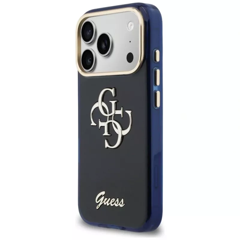 Guess IML 4G Script Metal Case, skirtas Apple iPhone 17 Pro Max – mėlyna