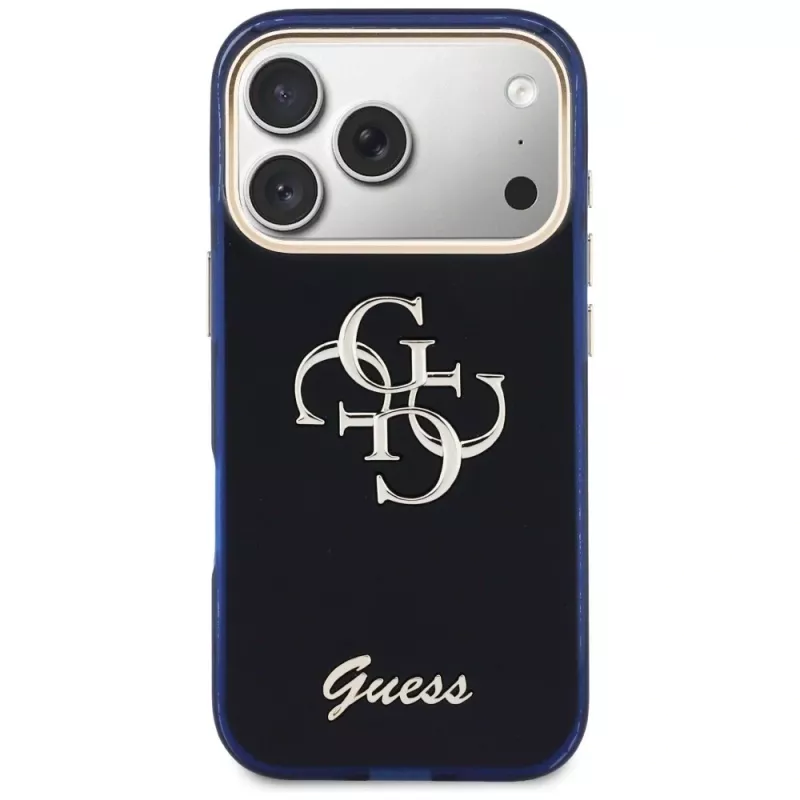 Guess IML 4G Script Metal Case, skirtas Apple iPhone 17 Pro Max – mėlyna