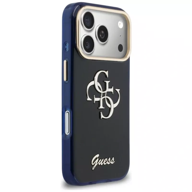 Guess IML 4G Script Metal Case, skirtas Apple iPhone 17 Pro Max – mėlyna