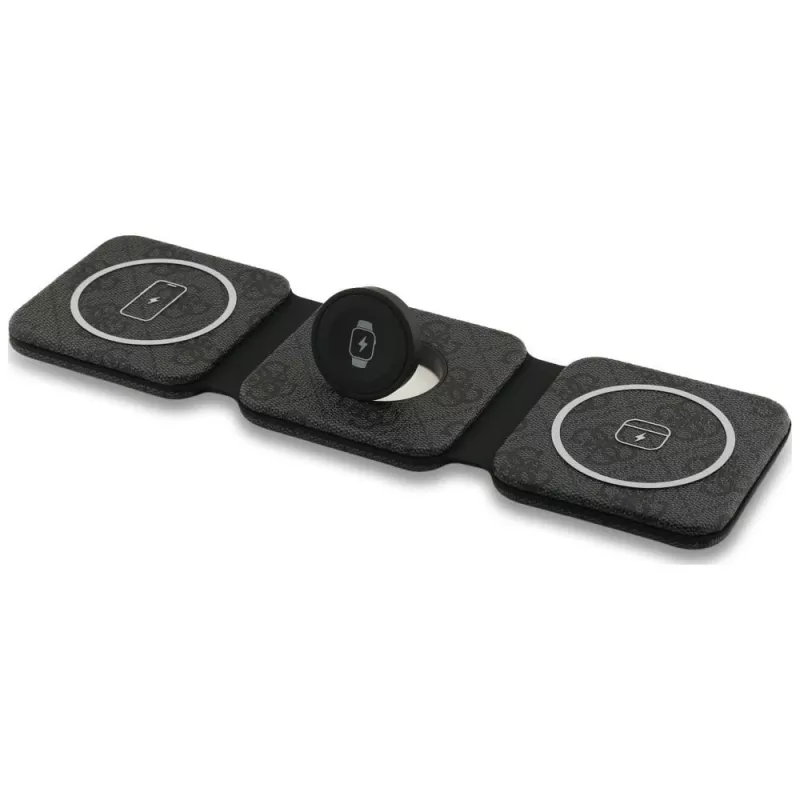 Guess 4G Wireless Charger - MagSafe 3-in-1 Inductive Charging Station for iPhone, AirPods and Apple Watch 15W (Black)