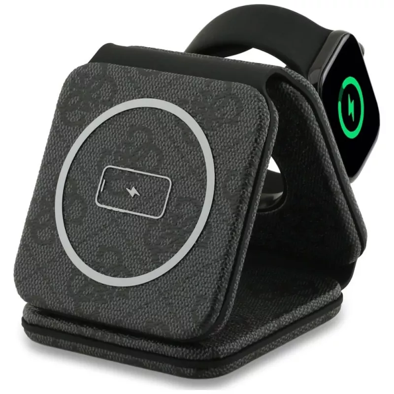 Guess 4G Wireless Charger - MagSafe 3-in-1 Inductive Charging Station for iPhone, AirPods and Apple Watch 15W (Black)