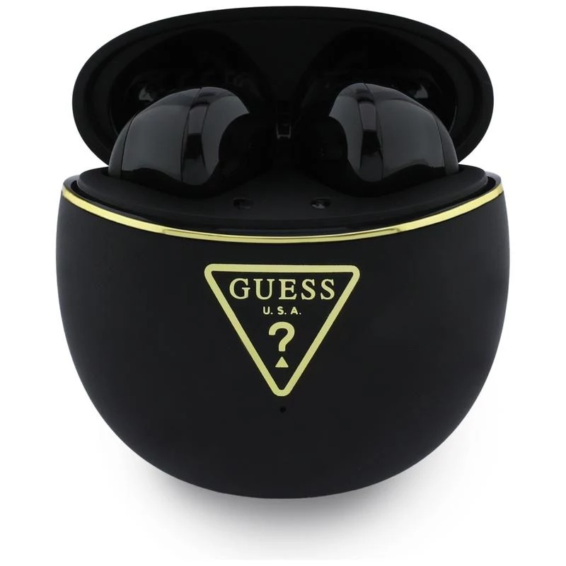 “Guess Gold Line Triangle TWS Bluetooth Earbuds su Įkrovimo Dėklu (Juodi)”
