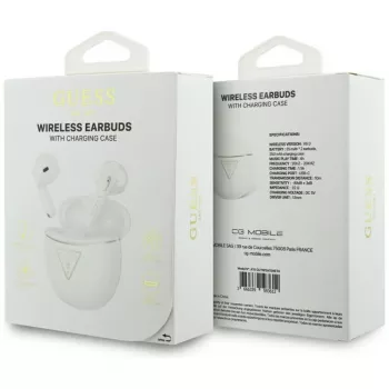 Guess Gold Line Triangle - Bluetooth TWS ausinės su įkrovimo dėklu (balta)