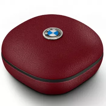 BMW Bluetooth TWS Earbuds Leather Metal Logo ENC Red