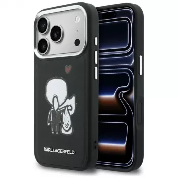 KARL LAGERFELD Karl & Choupette Back Logo MagSafe Dėklas, iPhone 17 Pro, Juodas