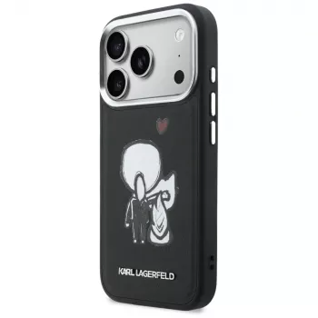 KARL LAGERFELD Karl & Choupette Back Logo MagSafe Dėklas, iPhone 17 Pro, Juodas