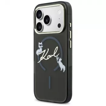 KARL LAGERFELD IML Choupettes KarlScript Logo MagSafe Case, skirta Apple iPhone 17 Pro, juoda