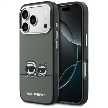 KARL LAGERFELD IML Karl & Choupette Peekaboo Logo MagSafe Case, skirta Apple iPhone 17 Pro, juoda