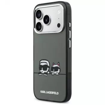 KARL LAGERFELD IML Karl & Choupette Peekaboo Logo MagSafe Case, skirta Apple iPhone 17 Pro, juoda