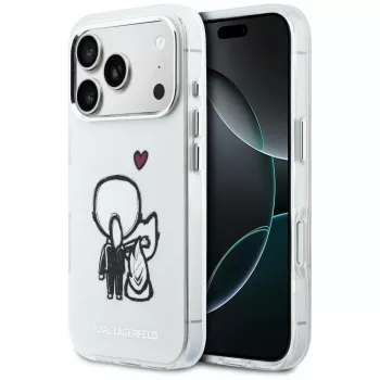 Karl Lagerfeld Karl & Choupette Back MagSafe Case, skirta iPhone 17 Pro Max, permatomas