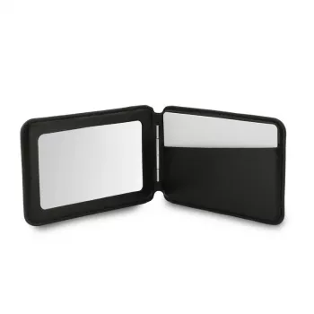 Guess 4G Stand & Mirror Magsafe Phone Wallet Case, skirtas Apple iPhone 15 Pro Max, juoda