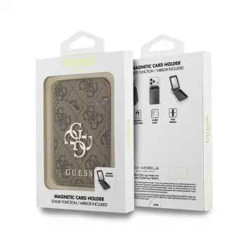 Guess 4G Stand & Mirror Magsafe Wallet Case for Apple iPhone 15 Pro Max, Brown