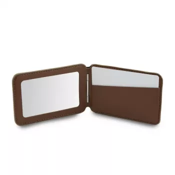Guess 4G Stand & Mirror Magsafe Wallet Case for Apple iPhone 15 Pro Max, Brown