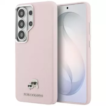 KARL LAGERFELD Saffiano KC Metal Logo MagSafe Dėklas, skirtas Samsung Galaxy S26 Ultra - Rožinis