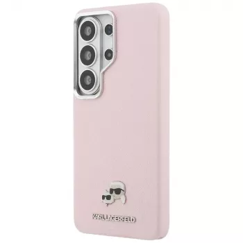 KARL LAGERFELD Saffiano KC Metal Logo MagSafe Dėklas, skirtas Samsung Galaxy S26 Ultra - Rožinis