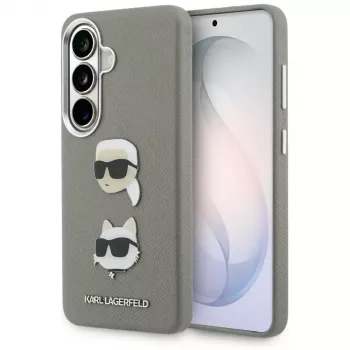 Karl Lagerfeld Saffiano DoubleHeads Metal Case for Samsung Galaxy S26 sidabrinis