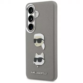 Karl Lagerfeld Saffiano DoubleHeads Metal Case for Samsung Galaxy S26 sidabrinis