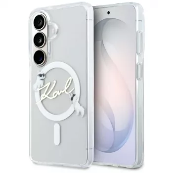 KARL LAGERFELD IML KC Script MagSafe Dėklas, skirtas „Samsung Galaxy S26“, Skaidrus