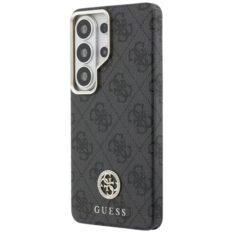 Guess 4G Rhinestone Round Logo MagSafe Dėklas Samsung Galaxy S26 Ultra (Juodas)