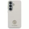 Guess Rhinestone Round Logo MagSafe Dėklas Samsung Galaxy S26 Smėlio Spalvos