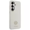 Guess Rhinestone Round Logo MagSafe Dėklas Samsung Galaxy S26 Smėlio Spalvos