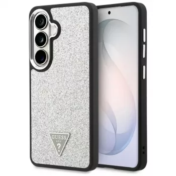 Guess Fixed Glitter Triangle MagSafe Dėklas Samsung Galaxy S26 - Sidabrinis