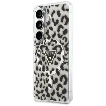 Guess IML Leopard Print Triangle MagSafe dėklas, skirtas Samsung Galaxy S26, juodas