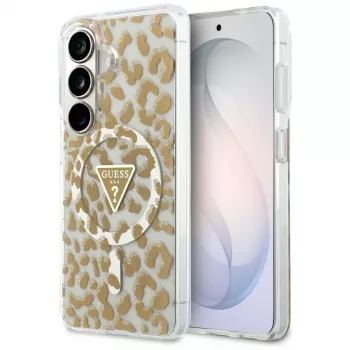 Guess IML Leopard Print Triangle MagSafe dėklas, skirtas Samsung Galaxy S26 (Ruda spalva)