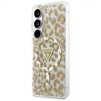 Guess IML Leopard Print Triangle MagSafe dėklas, skirtas Samsung Galaxy S26 (Ruda spalva)