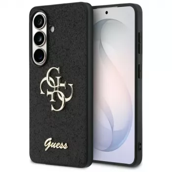 Guess Fixed Glitter Big 4G Metal Logo Dėklas, Samsung Galaxy S26 (Juodas)