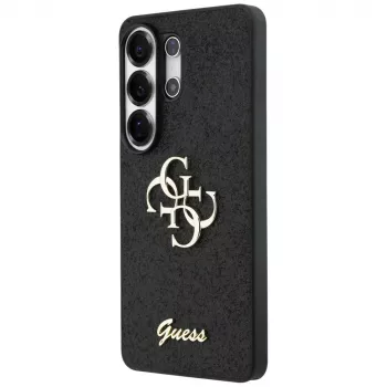 Guess Fixed Glitter Big 4G Metal Logo Dėklas, skirtas Samsung Galaxy S26 Ultra (Juodas)